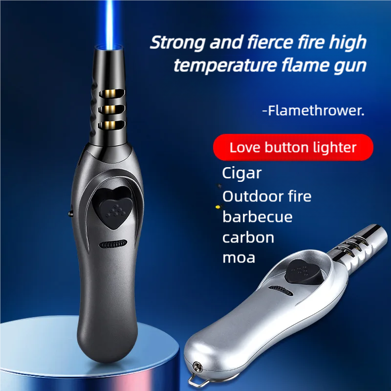 Outdoor Power Burner - Dreiflammen-Sprühpistole, Leistungsstarker Moxibustions-Zigarrenanzünder, Outdoor-Grill-Küchen-Windfester Flammen-Gasanzünder, Raucherzubehör