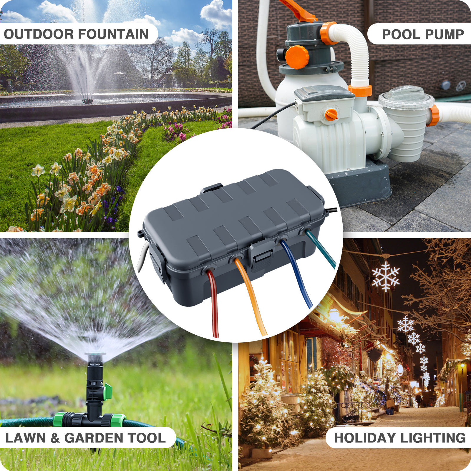 Outdoor Power Port - Stromkasten für den Außenbereich, wasserdichte Verlängerungskabelabdeckung