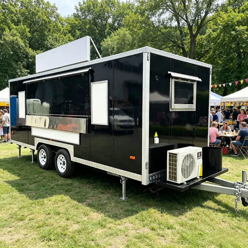 Outdoor Power Socket - Mobiler, quadratischer Catering-Küchenanhänger, mobiler Verkaufsstand mit