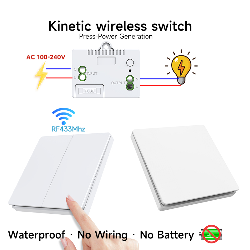 Outdoor Power Outlet With Remote Control - RF433 Kinetischer Schalter Ohne Batterie Selbstbetrieben