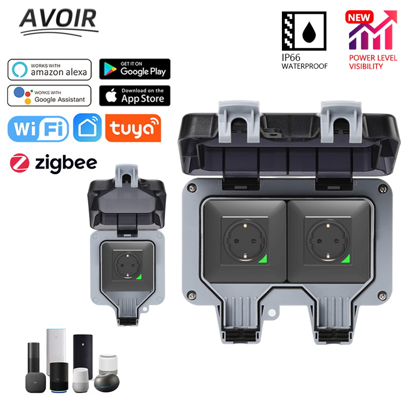 Outdoor Power Outlet With Remote Control - Avoir Tuya Zigbee Steckdosen IP66 Wasserdichte