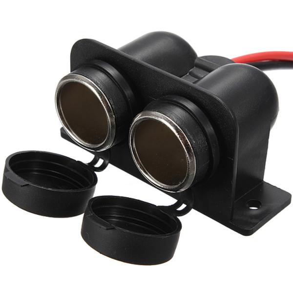 Outdoor Power Double Adapter - Wasserdichter Doppel-Zigarettenanzünder-Anschluss aus ABS-Kunststoff, 12V Stromadapter
