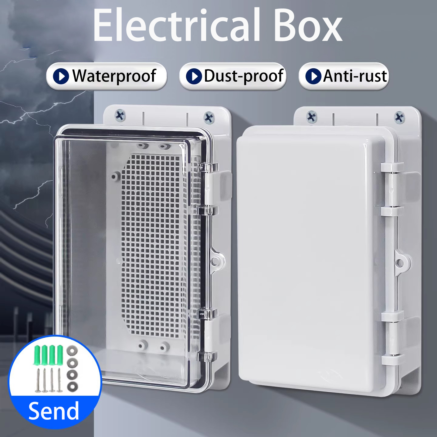 Outdoor Power Junction - IP66 Wasserdichtes Graues/Transparentes Gehäuse Stromverteilerkasten mit
