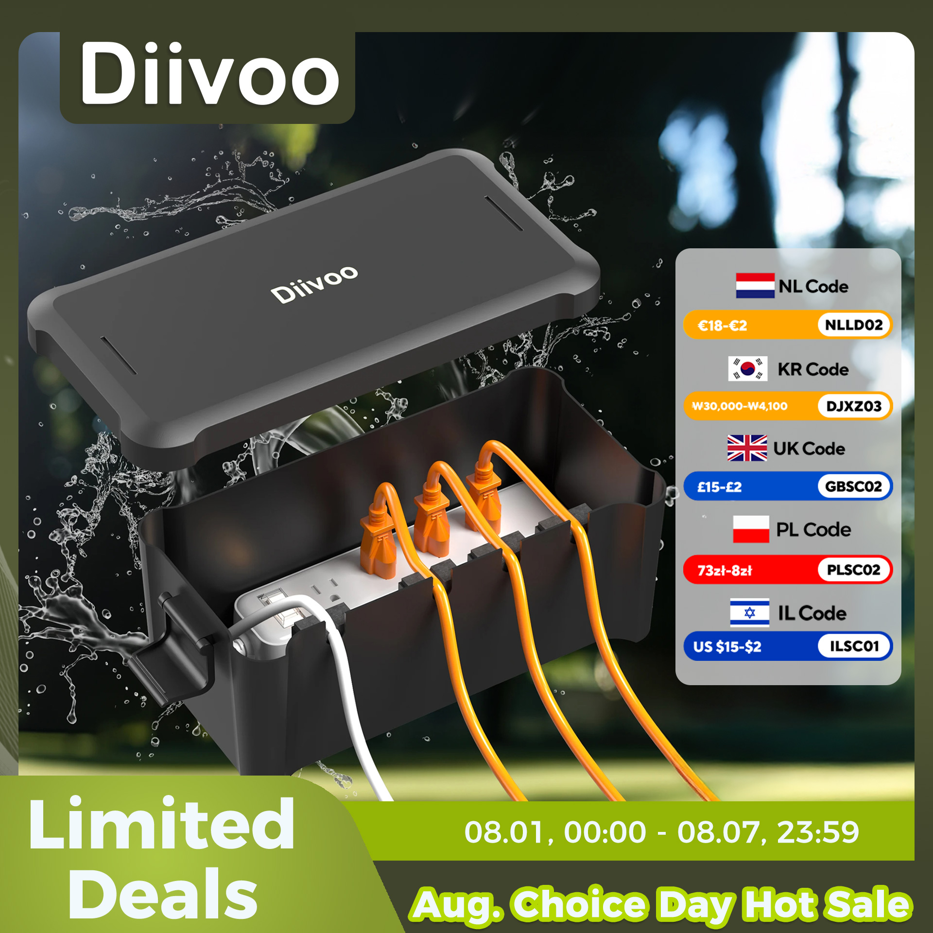 Outdoor Power Socket - Diivoo wasserdichte Steckdosen für den Außenbereich,