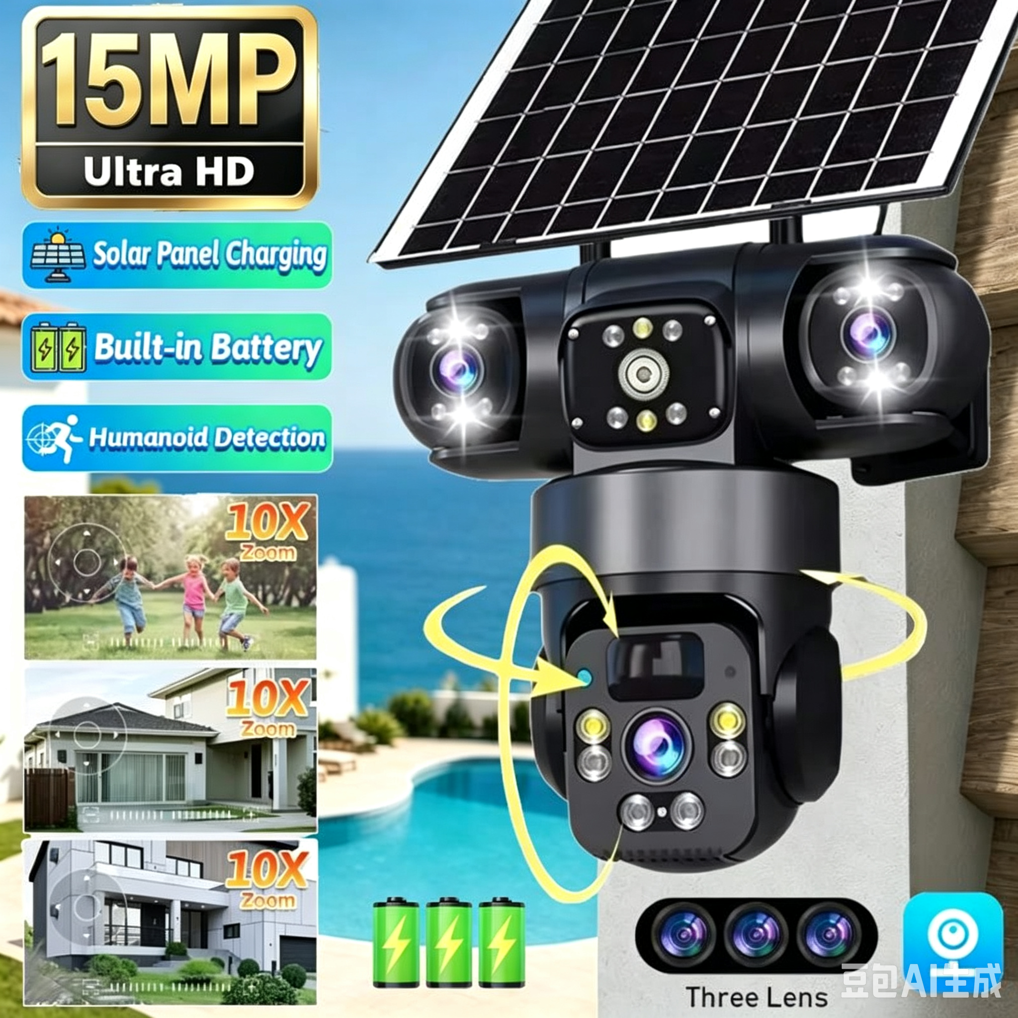 Outdoor Power Distribution Panel - 15MP V380 Pro Solar-Kamera für Außenbereich