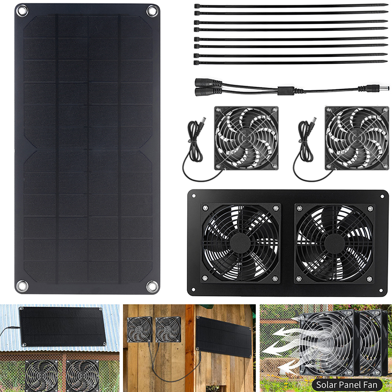 Outdoor Power Distribution Panel - 100w Solar panel Abluft ventilator Luft