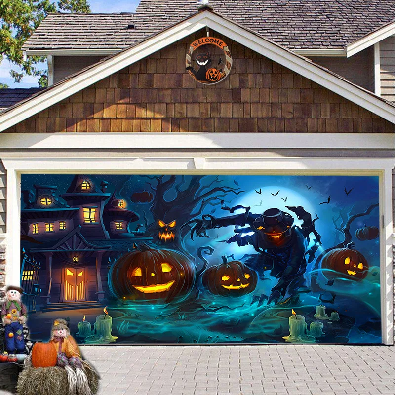 Outdoor Power Garage - Gruseliges Halloween-Garagentor-Banner, große Außendekoration, perfekt für