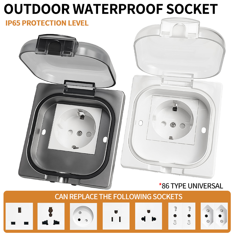 Outdoor Power Wash - IP65 wasserdichte Außensteckdose, 16 A Hochleistungs-Wandplatte,