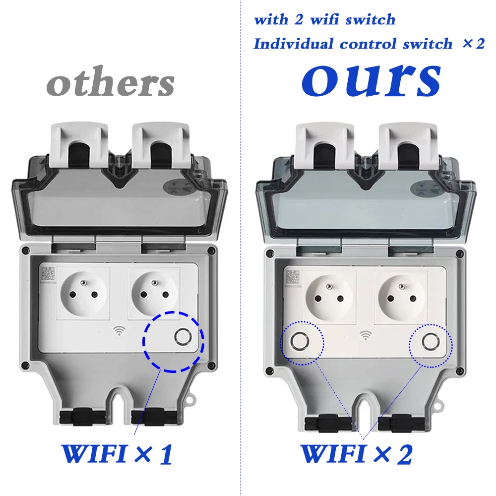 Outdoor Power Outlet With Remote Control - Eu fr smart tuya wasserdichte elektrische
