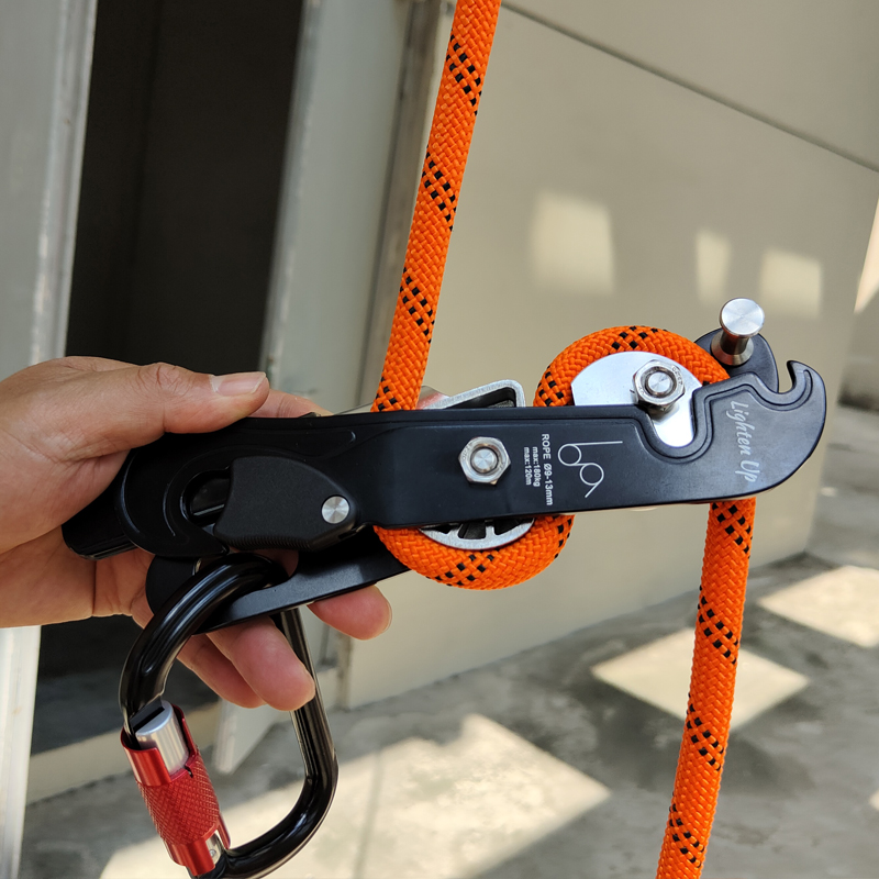 Outdoor Power Grab - 180kg Professioneller Kletterabseilgerät, Selbstbremsender Seilklemmgreifer für